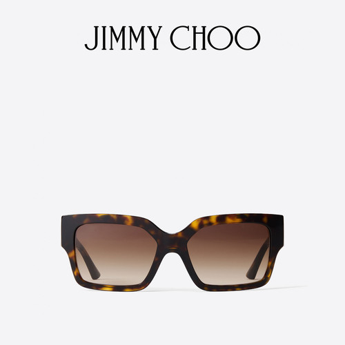 JIMMY CHOO/EVE 女士 哈瓦那棕色渐变撞色矩形框太阳镜