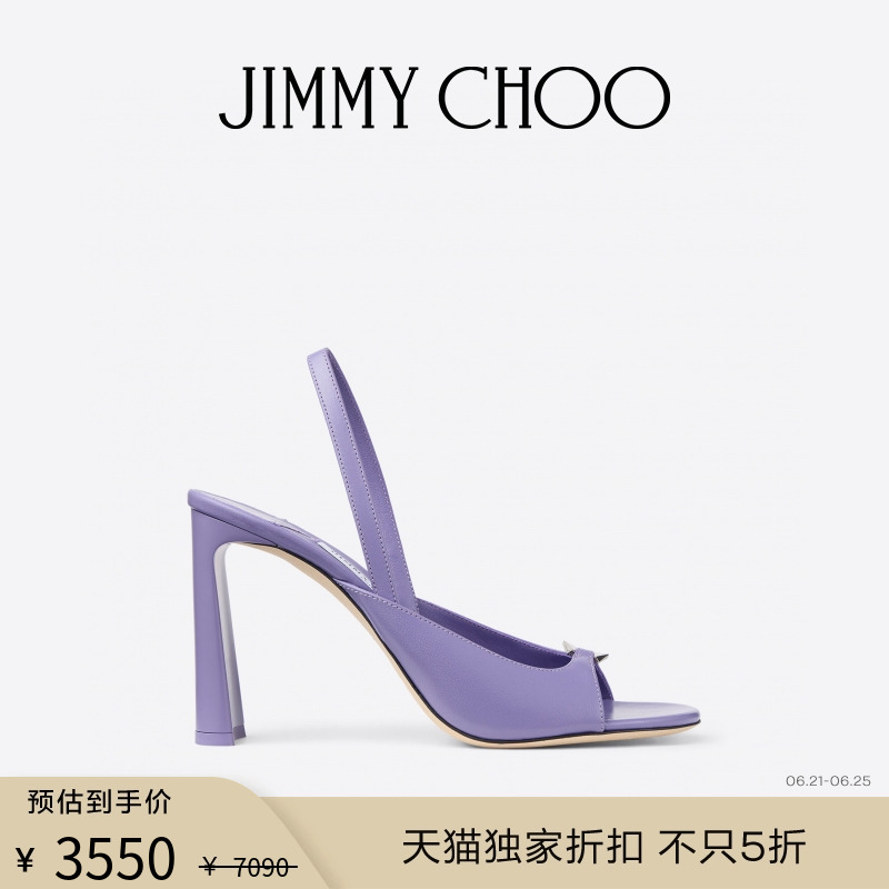 [天猫独家折扣]JIMMY CHOO/LEV 女士皮革后空带露跟凉鞋JC