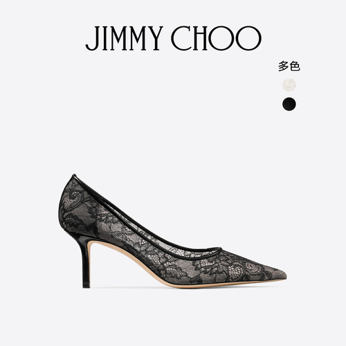 JIMMYCHOO/LOVE黑色蕾丝高跟鞋
