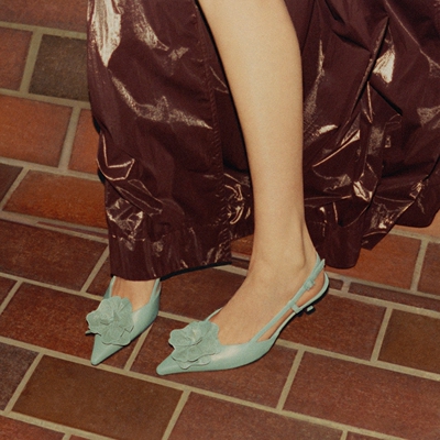 JIMMYCHOO/蕾丝花束皮革露跟鞋