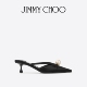 新年礼物 女士 JIMMY SANA CHOO MULE 珍珠饰黑色缎面穆勒鞋