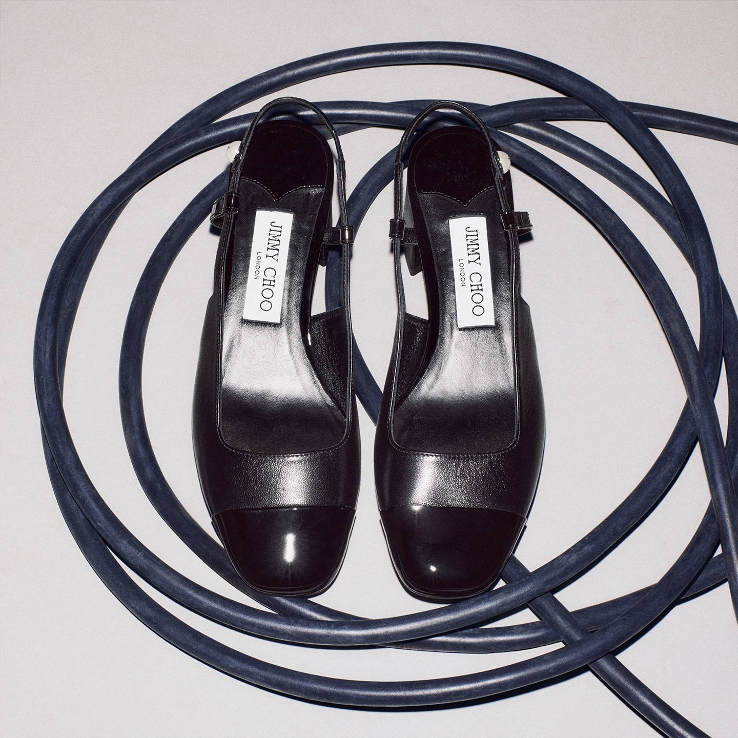 JIMMY CHOO/ELISA SLING BACK 45女士漆皮拼皮革高跟鞋