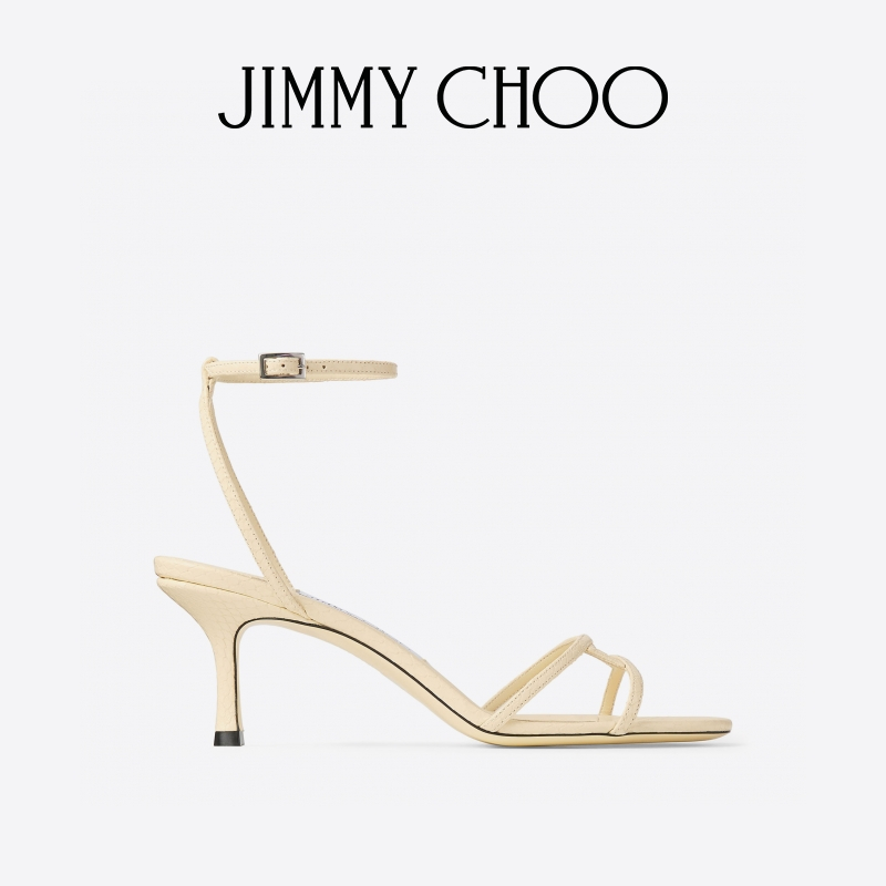 JIMMY CHOO/1998 LEO 65女士 酪乳色花蛇纹皮印花凉鞋