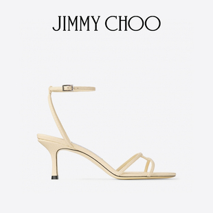 CHOO JIMMY 1998 LEO 酪乳色花蛇纹皮印花凉鞋 65女士 圣诞礼物