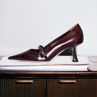 [新年礼物]JIMMY CHOO/AREN PUMP 65 女士 珍珠吊饰皮革高跟婚鞋