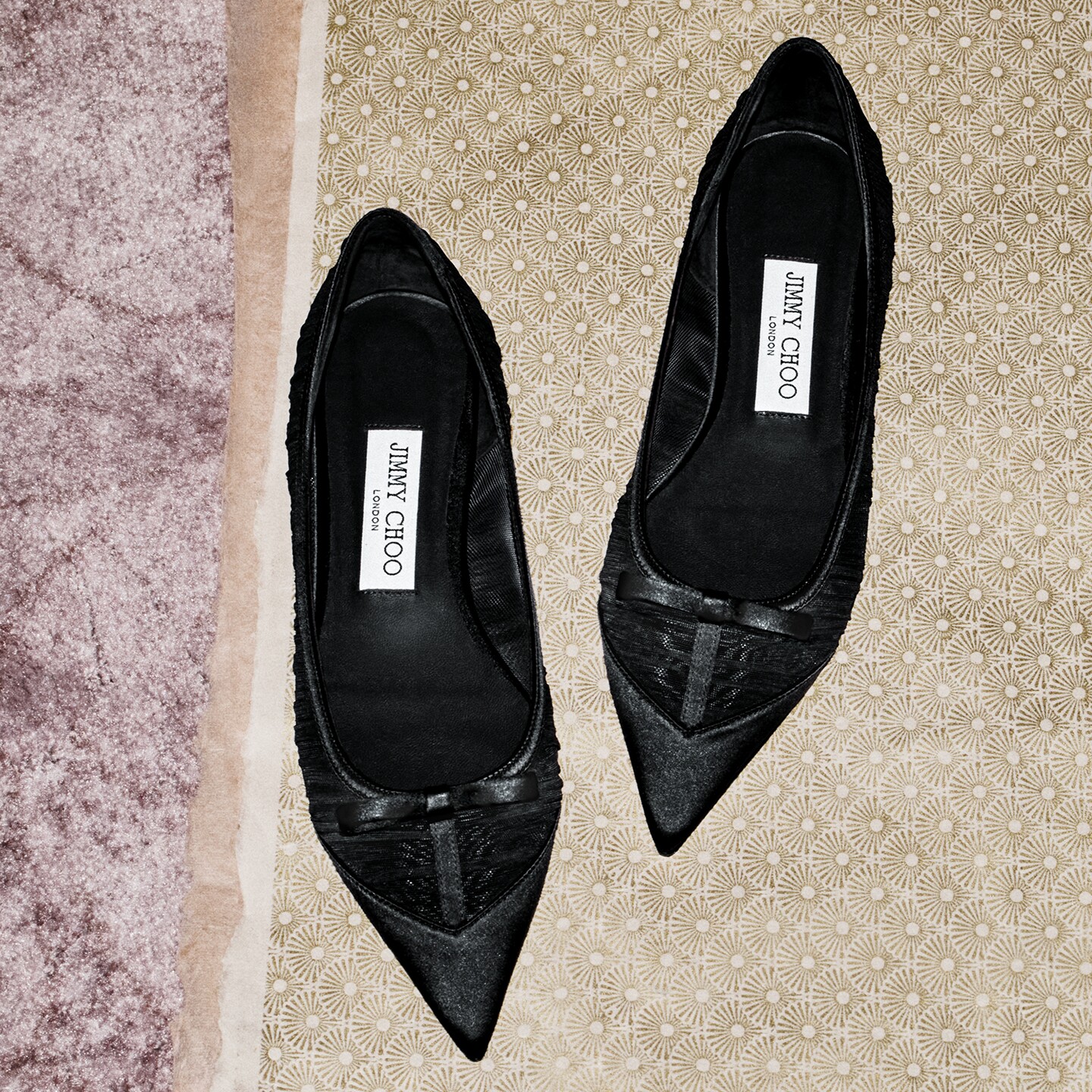 [新品首降]JIMMY CHOO/LOVE MESH FLAT 女士褶皱薄纱平底鞋