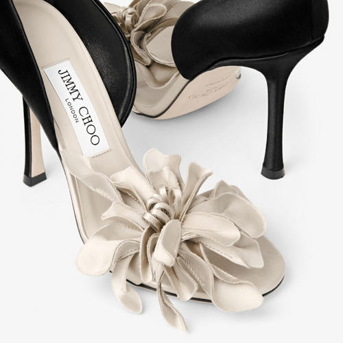 [2026秋季系列]JIMMY CHOO/COKO 100花卉点缀拼色缎面凉鞋