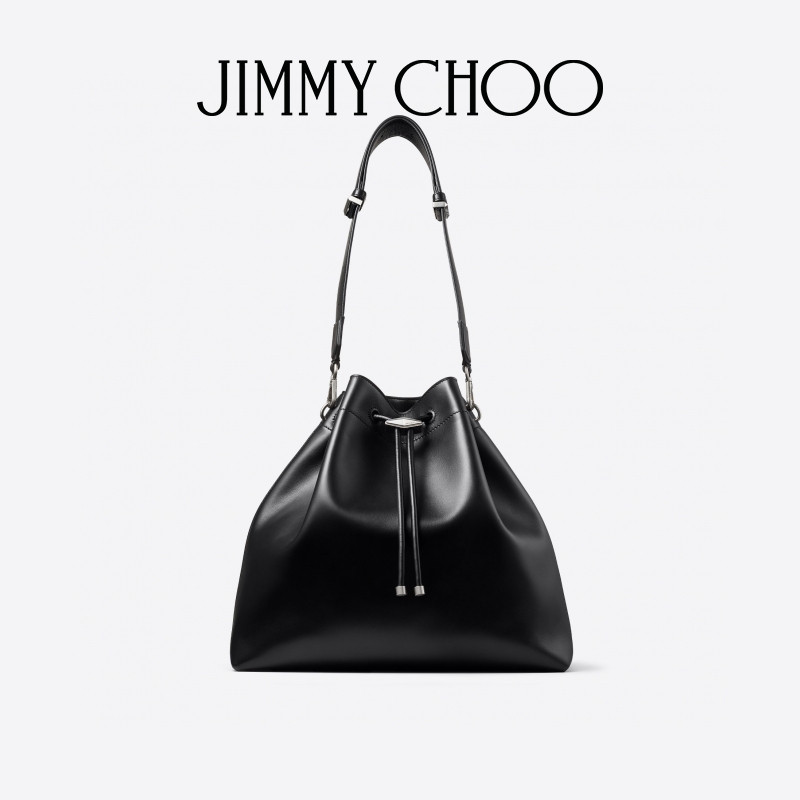 [七夕礼物]JIMMY CHOO/CINCH L 女士黑色皮革水桶包JC