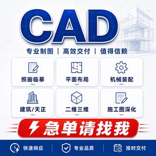 CAD代画画图临摹描图手绘平面布置设计施工图深化天正代做三维图