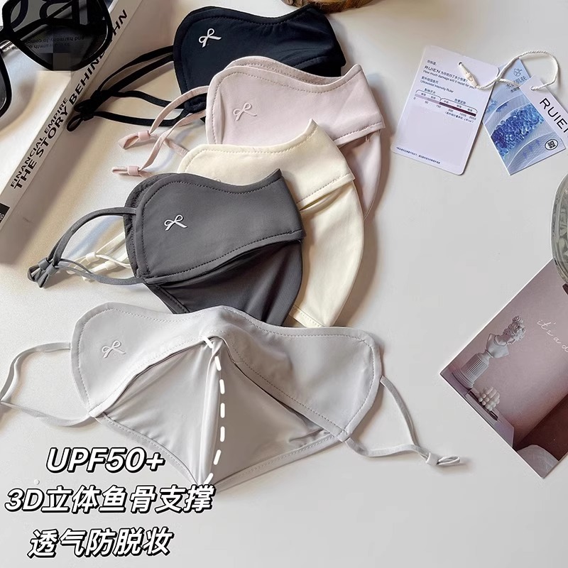 3D鱼骨防晒口罩立体防脱妆冰丝薄款透气护眼角面罩遮阳防紫外线