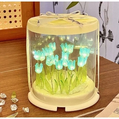 ins风郁金香花海发光小夜灯料包床头桌面摆件装饰