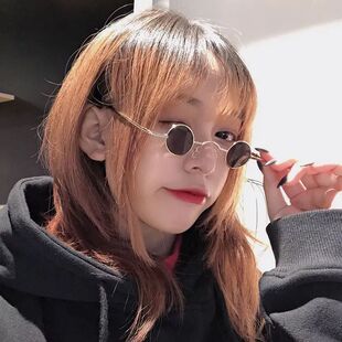 嘻哈太阳镜超小框圆形复古墨镜男女款迷你小圆框太子镜汉奸眼镜