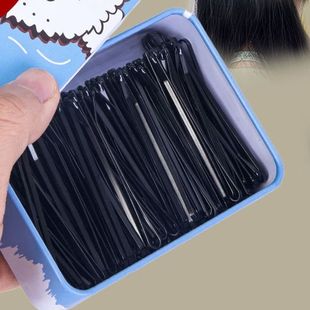 黑色一字夹发夹小黑夹子头饰发卡碎发边夹波浪刚夹女固定头发卡子