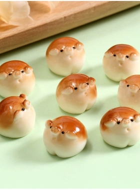 仿真微缩食玩立体小猪面包树脂配件奶油胶DIY手工材料过家家摆件