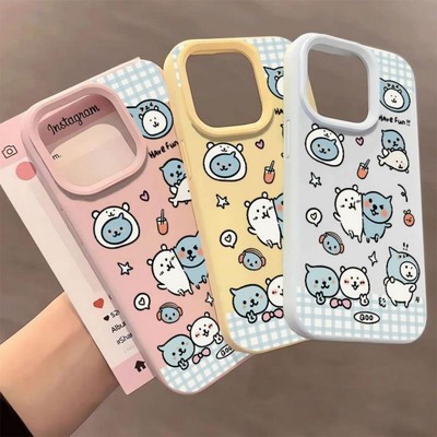 日系趣味小熊适用于小米15pro手机壳红米note14/13/12液态大孔11Tpro软硅胶k80pro k70创意civi3时尚女保护套