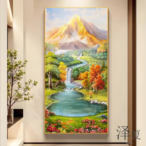 玄关5d钻石画聚宝盆满钻新款贴
