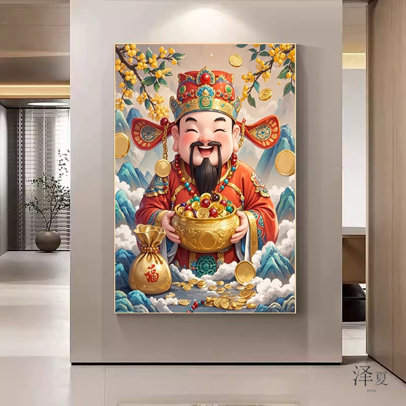 带框玄关招财进宝钻石绣贴钻