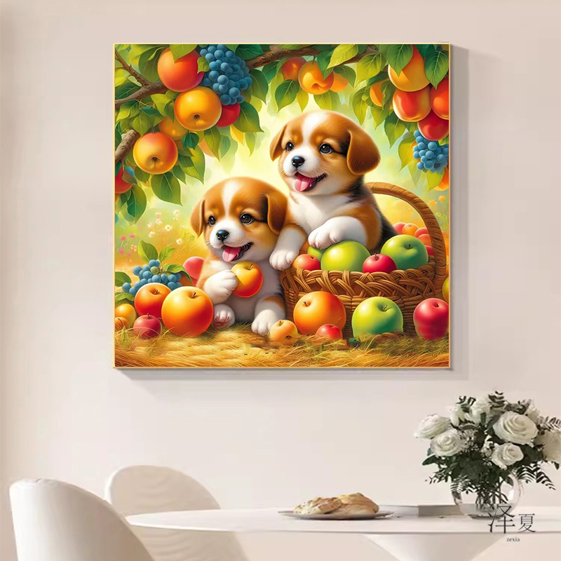 带框卧室可爱小狗钻石绣贴