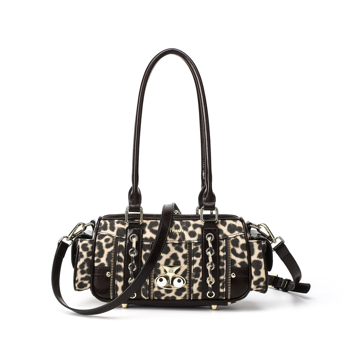 豹纹高级感女士秋冬手提包绒面腋下单肩拉链PU枕头包动物纹