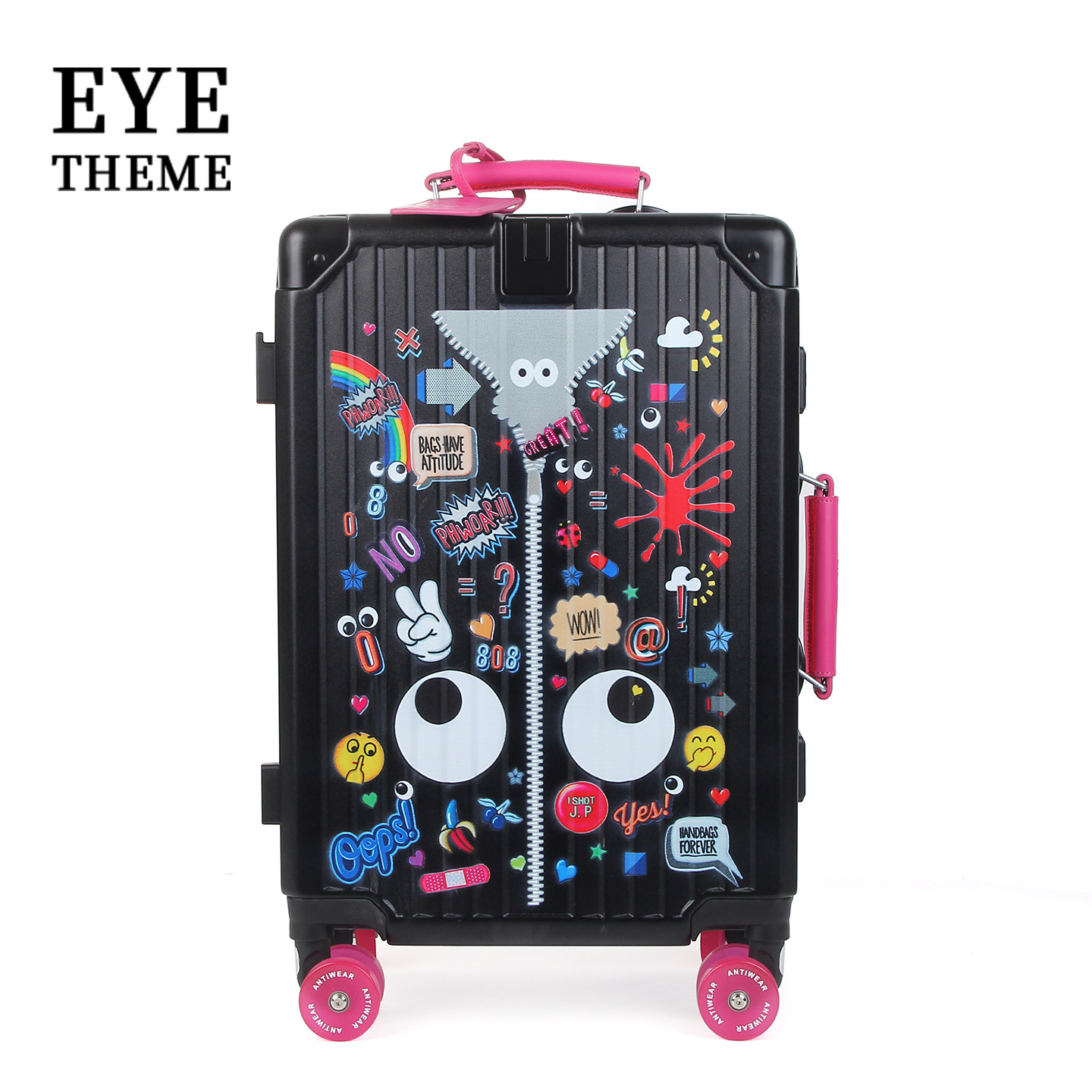 EYE THEME新款抗压海光锁涂鸦拉杆箱对开门拉链旅游行李箱