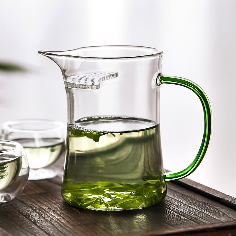 玻璃公道杯茶漏一体月牙带滤网耐热加厚泡绿茶专用分茶器茶具套装