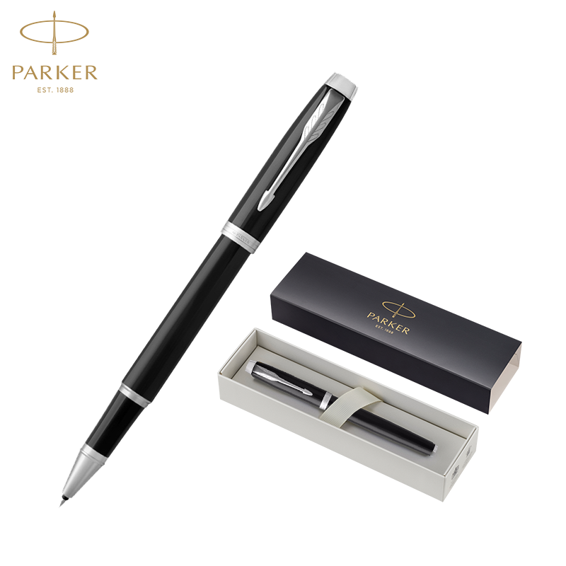 PARKER/派克IM系列宝珠笔 IM纯黑丽雅白夹宝珠笔商务送礼高档金属