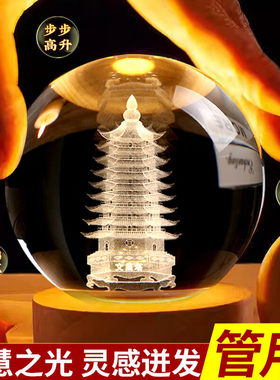 文昌塔水晶球音乐盒摆件逢考必过小学初中高考学生的加油励志礼物