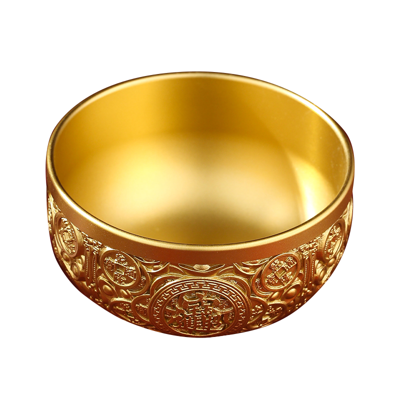 黄铜供碗供佛铜碗摆件佛前供碗金碗筷三件套小铜碗筷勺新生儿礼品