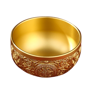黄铜供碗供佛铜碗摆件佛前供碗金碗筷三件套小铜碗筷勺新生儿礼品