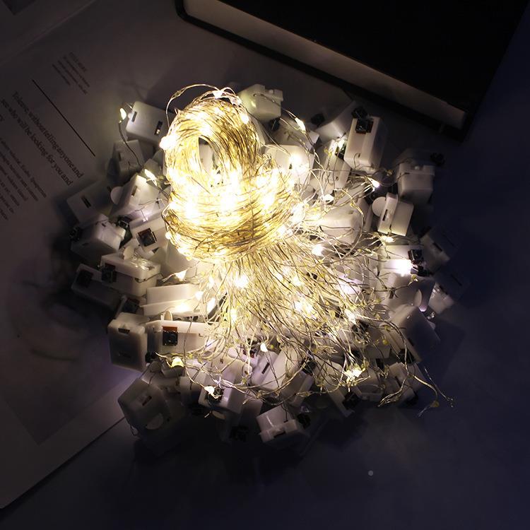 彩灯LED串铜线灯串灯三功IWZ能闪烁圣暖诞节日鲜花礼盒白装饰