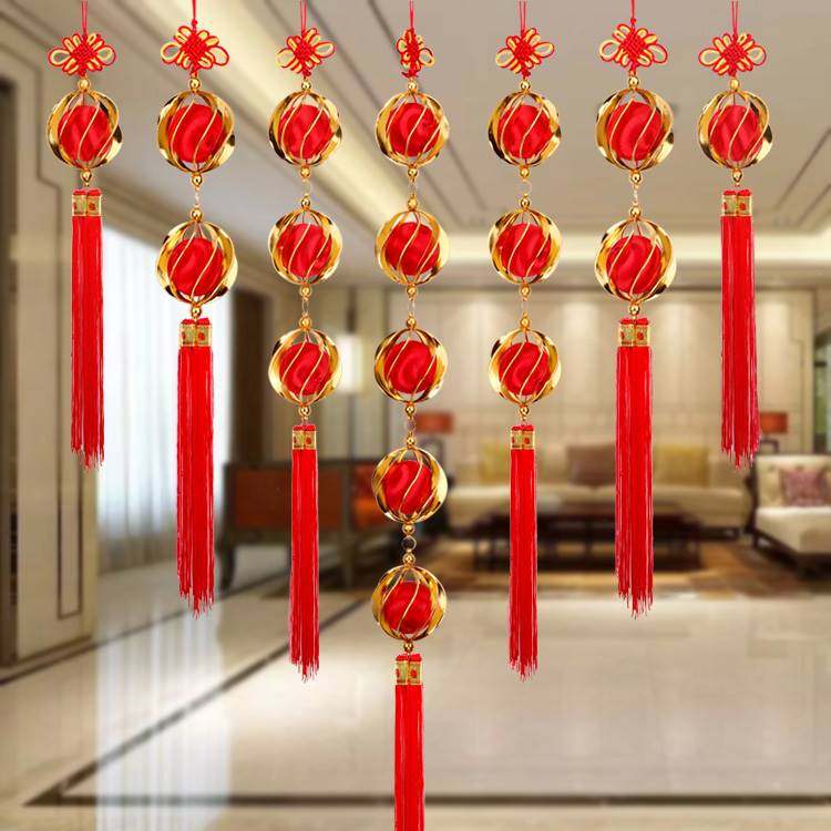 新年元旦春节红色大红灯笼挂件挂饰连串喜庆氛围装饰品场景布置