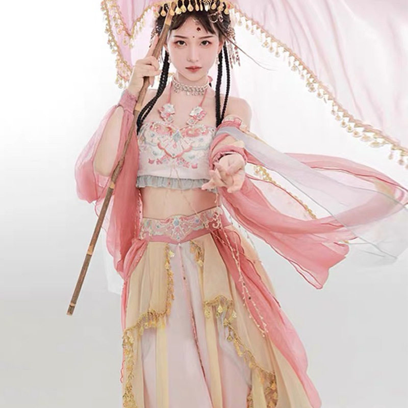 敦煌飞天公主异域风少女改良汉服套装舞蹈服西域风情古装夏季女
