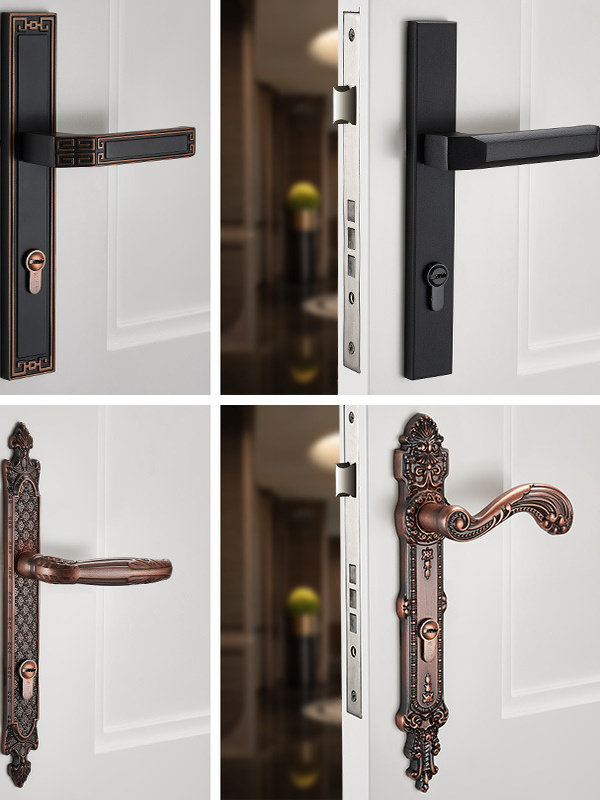 欧式庭院门锁铝艺门把手锁简约现代户外室外栅栏围墙门通用锁具