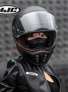 HJC进口玻璃钢摩托车复古头盔防雾全盔V10机车赛跑盔四季通用男女