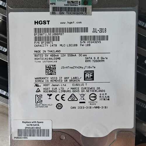 请议价-日立14T SATA加密盘HC620，系统支持btrfs f