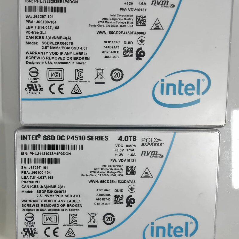 请议价-英特尔Intel p4510 4T NVMe U.2 SSD