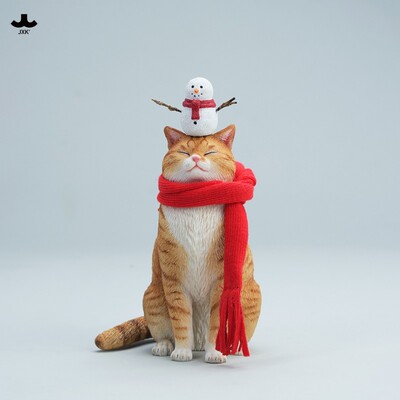 非现JXK冬隅暖猫模型 仿真萌宠雪人创意礼物动物潮玩手办桌面摆件