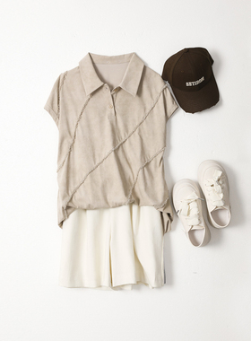 西町村屋潮酷波浪流苏无袖T恤女夏季新款休闲宽松上衣XA9B10032