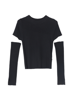 西町村屋简约镂空针织衫女装秋季新款气质纯色百搭上衣XA9C10113