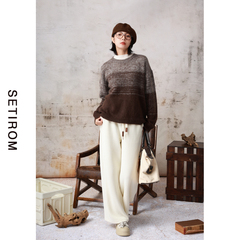 西町村屋休闲通勤简约直筒裤女装秋冬新款高腰宽松裤子XH9D10022