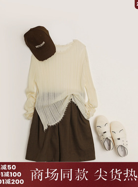 西町村屋休闲文艺羊毛针织衫女装秋季新款修身百搭T恤XA9C10058