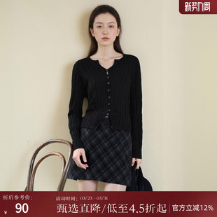 通勤百搭纯色开衫 秋冬新款 XX8D10001 女装 西町村屋简约肌理针织衫