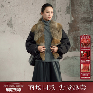 西町村屋狼毛领羽绒服女装2025冬季新款复古风短款外套XAAD10380