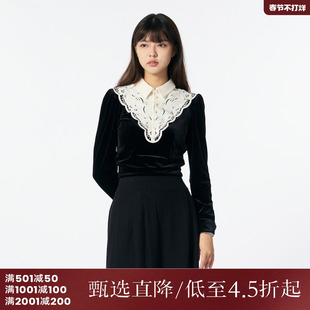 西町村屋法式小衫女装秋冬季新款重工绣花设计丝绒上衣 AD8111013