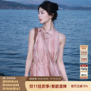裙子XAAB10055 气质长款 西町村屋晕染蝴蝶结飘带连衣裙女夏季 新款