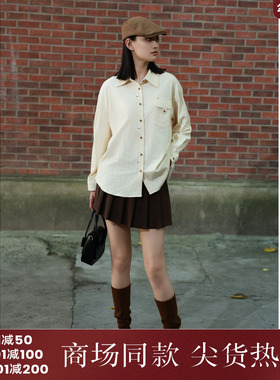 西町村屋休闲简约百搭衬衣女秋冬新款气质文艺长袖衬衫XH9D10127