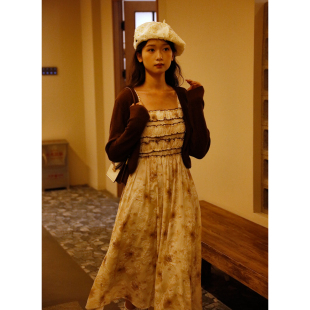 复古温柔感印花套装 法式 AC8602532 秋季 西町村屋气质两件套女装