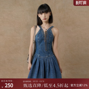 西町村屋系带牛仔吊带裙女夏季新款气质百搭短款连衣裙XAAB10570