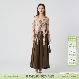 新款 休闲百搭半身裙XHAC10019 摆裙2025秋季 西町村屋复古拼接长款