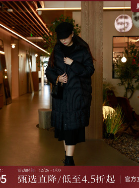 西町村屋羽绒服女冬季新款设计感90绒纯色休闲连帽长款HC8205002